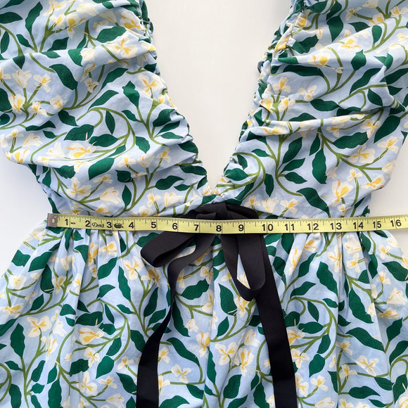 NWT Agua by Aguabendita Horizonte Gardenias Celeste Mini Dress Womens XS Floral - Picture 13 of 16